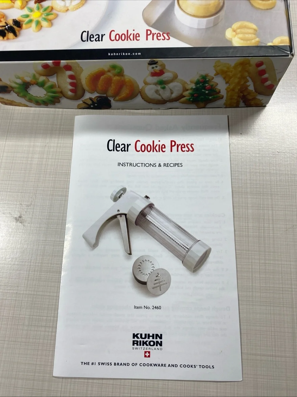 Open Box Kuhn Rikon clear cookie press stainless steel handle